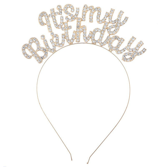 Cross-Border It's My Birthday Party Birthday Headband Metal Letter Headband Holiday Cake Decoration Headdress