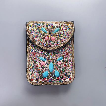 Bohemian Women's Mobile Phone Bag Xinjiang Inner Mongolia Yunnan Tourist Souvenirs Retro Heavy Industry Rice Bead Shoulder Bag