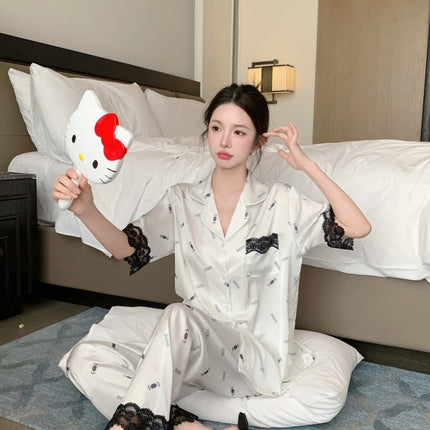 [A touch of heart] Summer high-end sense new pajamas short-sleeved trousers women's lace home clothes pajamas suit