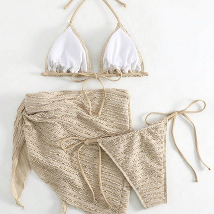 2024 European and American New Sexy Bikini Bikini Three-piece Split Strap Special Fabric in stock Swimwear for Women