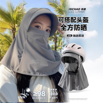 Full Face Sun Protection Mask for Women in Summer, All-Round Uv Protection, Outdoor Cycling Shawl, Neck Protection and Brim Face Covering Hat