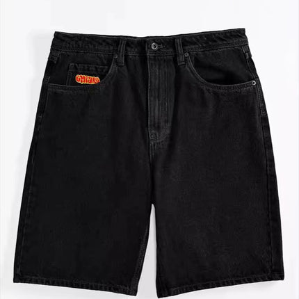 Cross-border E-commerce Skateboard Denim Shorts Washed Denim Shorts Men's Summer Loose Retro Trendy Brand Casual Shorts