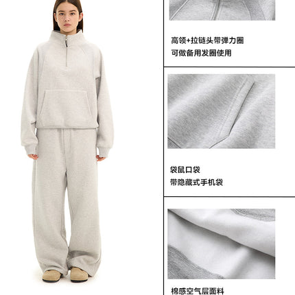 Non-Scub* 25 Autumn/Winter New Cleanfit Line-Segmented Stand Collar Half-Zip Fleece Sweatshirt Casual Sportswear