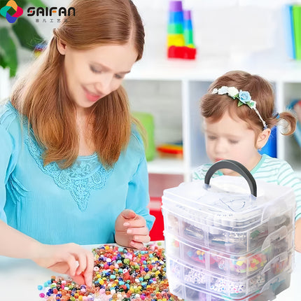 Cross-Border Amazon Four-Layer Box Kidsren's Bracelet Beaded DIY Material Package Set Bracelet Beaded Jewelry Beads