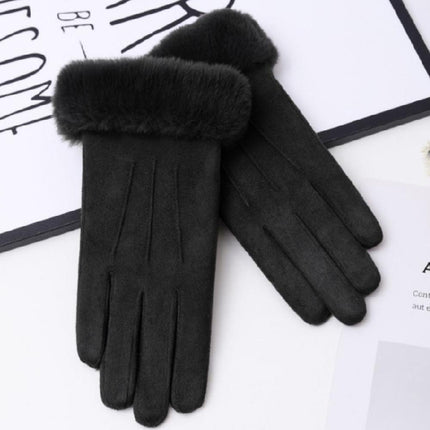 Gloves Women's Winter fleece-lined Thickened Warm Driving Cute Riding Autumn and Winter Windproof Cold-proof Touchscreen Cotton Gloves