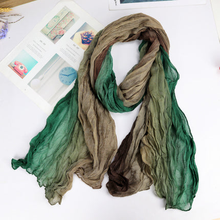 Spring and Summer Cotton Linen Pressed Pleated Leopard Scarf Women Autumn and Winter New Stylish Fashion Beach Scarf Shawl