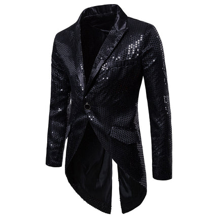 European and American Men's Clothing Autumn and Winter Sequin Decorative Design Evening Dress Tuxedo Men's Lapel Suit Xz31