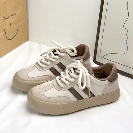 6354 Maillard Women's Training Shoes, 2024 Autumn Low-Top Thick-Soled Brown Beige Casual Retro Vintage Style