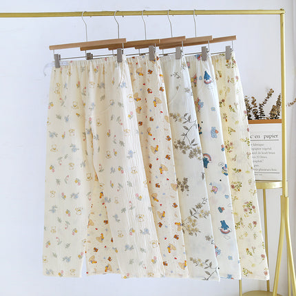 Thin maternity pajamas crepe cotton spring and summer belly pants cotton double crepe adjustable loose cotton pants