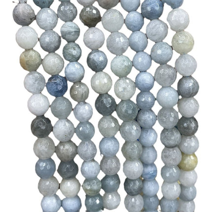 Natural aquamarine loose beads 128 cut face bracelet necklace semi-finished blue crystal material diy bracelet jewelry accessories