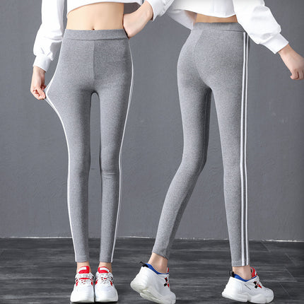 Spring and autumn stretch knitted leggings women's slim fit plus size parallel bars pencil pants casual running pants sports long pants