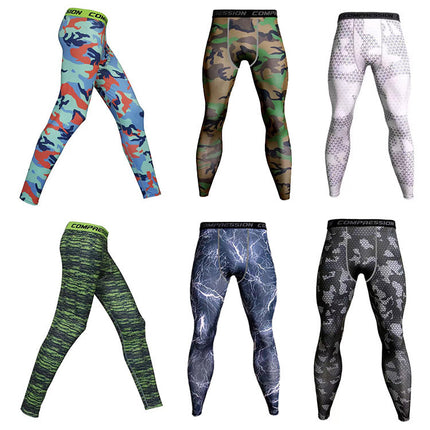 Sports Fitness trousers men's tight quick-drying leggings spring and autumn sports training basketball compression pants new printed pants