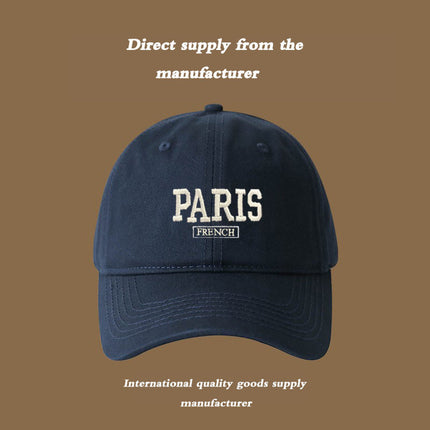 Baseball Cap for Men, New Spring/Summer Trendy Korean Style Embroidered Versatile Hard-Brimmed Large Brim Sun Protection Visor Cap