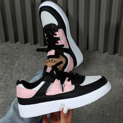 Korean Style Trendy Four-Season Thick-Soled Skateboard Shoes, Mesh Breathable Casual Shoes, Lace-Up Fashionable Women's Shoes, Outdoor Couple Trendy Shoes