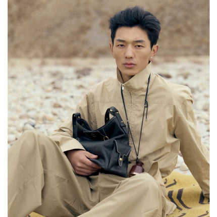 Songshanxia Xunlu Series Hobo Bag New Model Vegetable-Tanned Leather Wide Shoulder Strap Fashionable Versatile Shoulder Bag