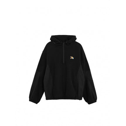 In Stock! Spell2024 Winter New Product Splicing Hooded Sweatshirt Casual Half-Zip Sports Hooded Top for Women