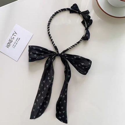 Sweet Floral Pearl Long Strap Hair Band Headband Summer New Sweet Tie Hair One-piece Pressure Hair Headband Women