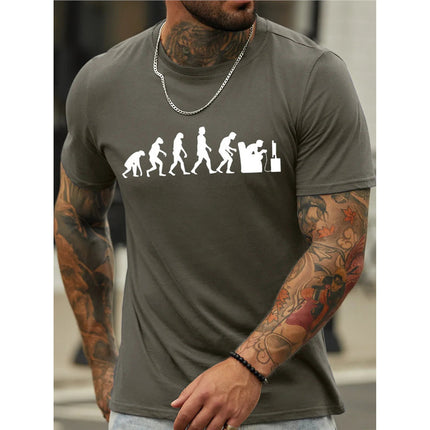 Foreign Trade Cross-border European and American European Code plus size Men's Game Evolution Funny Graphic Printed Cotton Casual Text T-Shirt