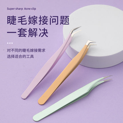 Eyelash tweezers grafting false eyelash tweezers eyelash tweezers flowering golden feather clip beauty tools eyelash clip wholesale
