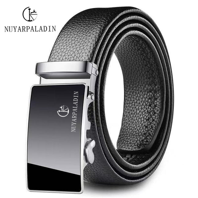 Authentic Leather Belt for Men, Automatic Buckle, Casual Business Trendy New Versatile Belt for Young and Middle-Aged Men