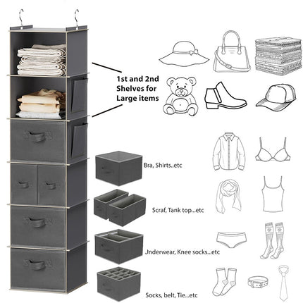 Non-woven Hook Hanging Wardrobe Storage Hanging Bag with Drawer Bamboo Wardrobe Multi-layer Hanging Finishing Storage Bag