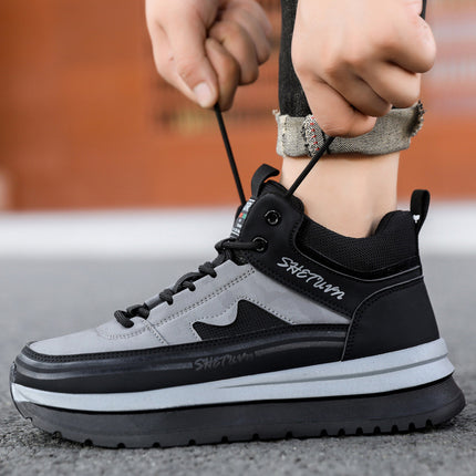 High-Top Shoes for Men, Winter Sports Shoes, 2026 New Style, Fleece-Lined Casual Sneakers, Trendy Height-Increasing Shoes for Men, Versatile Men's Shoes