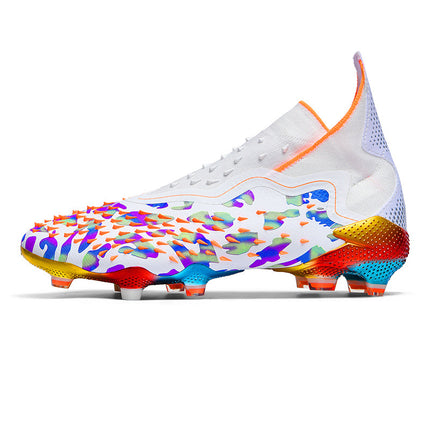 Cross-Border High-Top Messi Football Shoes Fg Nail Men's and Women's Kidsren's Artificial Turf Leather Foot Youth Student Socks Set Sneakers