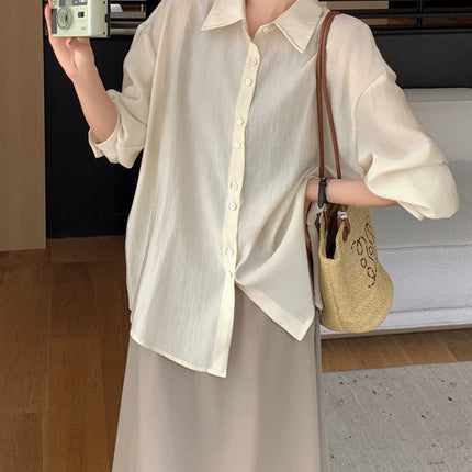 Blueberryd Back Slit Shirt Women's Summer Long-Sleeved Shirt Sun Protection Top Cardigan Outer Wear Customization