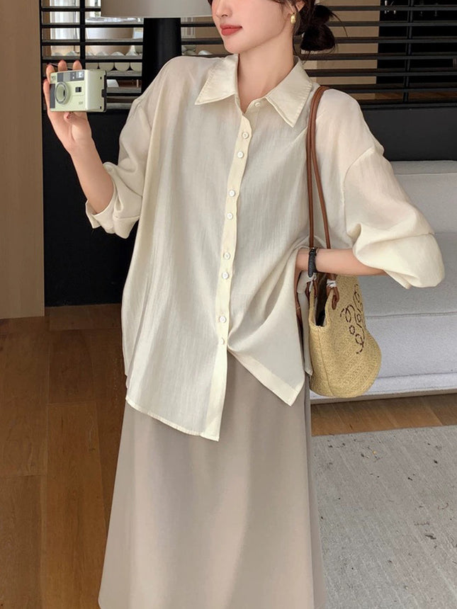 Blueberryd Back Slit Shirt Women's Summer Long-Sleeved Shirt Sun Protection Top Cardigan Outer Wear Customization