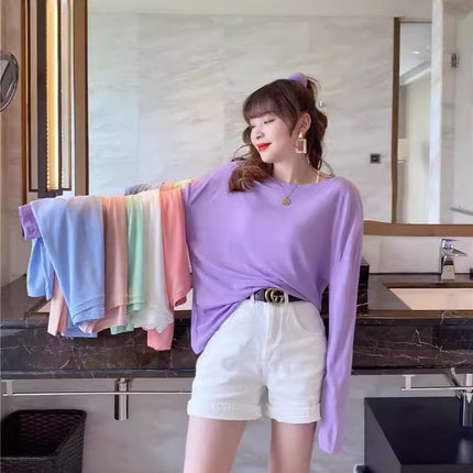 Wholesale T-Shirt for Women 2025 New Short-Sleeved Popular Summer Right Shoulder Ice Silk Mesh Top Slightly See-Through Facial Mask Bottoming Shirt