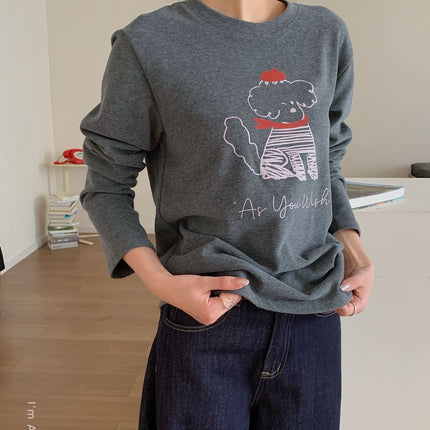Clouds Puppy Milk Velvet T-Shirt Women's Autumn and Winter New Casual Long Sleeve Loose Bottoming Inner Wear Round Neck Top Ins