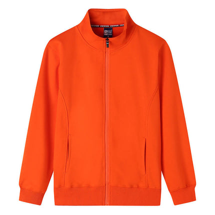 Autumn and winter stand collar sweater custom work clothes long sleeve mobile phone shop men's and women's work cardigan plus velvet coat logo