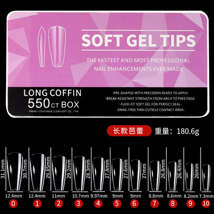 Cross-border nail transparent glossy nail patch fake finger ultra-thin seamless nail patch 550 pieces/boxed porcelain white box nail patch