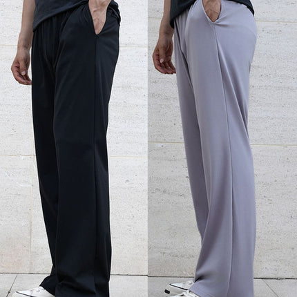 Summer New High-Elastic Drape Curved Knife Pants High-Waisted Casual Fitness Stretch Sports Long Pants Loose Versatile Men's Pants