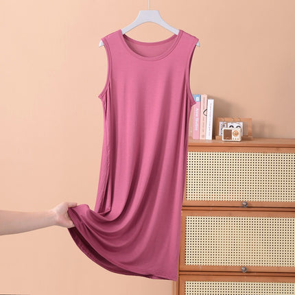 Modal Vest Dress Nightgown Women's Bottoming Skirt Summer Large Size Thin Sleeveless Mid-Length Skirt Fat mm 100kg Dress