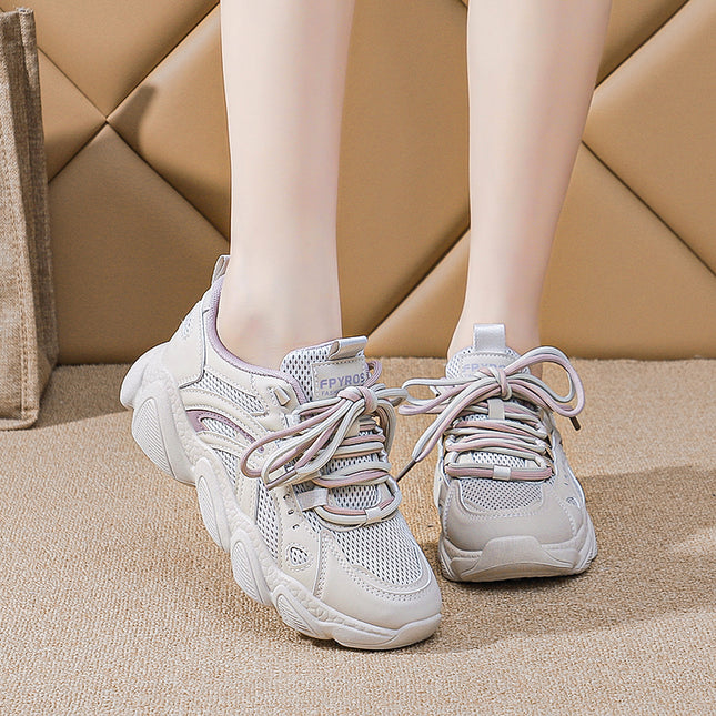 Women's Shoes 2024 New Summer Mesh Breathable Lightweight sneaker Shock Absorbing Running Dad Shoes Soft Bottom Thin Mesh Shoes
