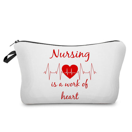 Trendy hot nurse English printing storage bag travel cosmetic bag creative fashion pencil case