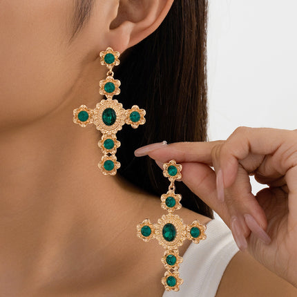 European and American Fashion Foreign Trade Jewelry Women's Personality Simple Retro Temperament Cross Earrings Earrings Cross Border Earrings