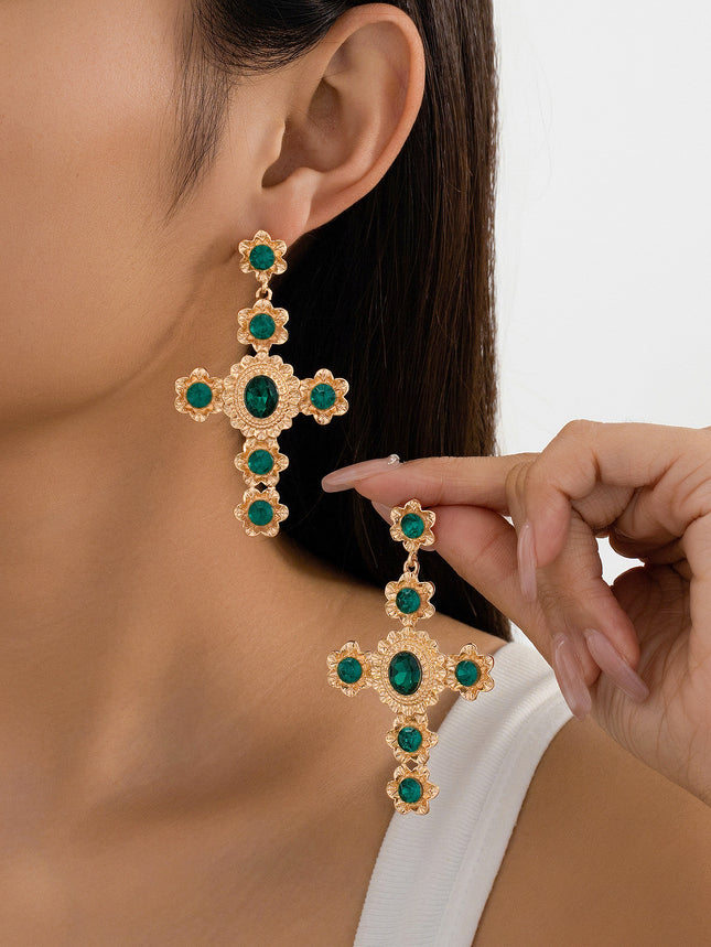 European and American Fashion Foreign Trade Jewelry Women's Personality Simple Retro Temperament Cross Earrings Earrings Cross Border Earrings