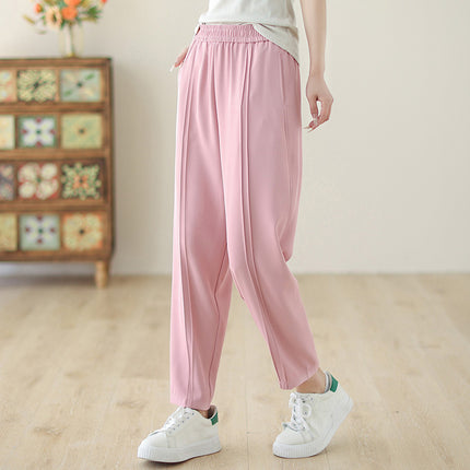 Real shot 2024 summer new chubby girl cool plus size high waist solid color casual harem pants loose pipe pants for women