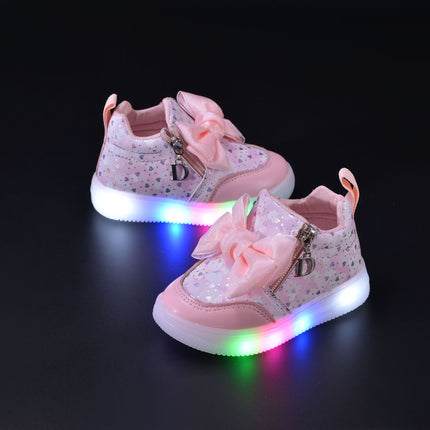 2024 Spring and Autumn New Light Bow Children's Casual Board Shoes Girls Princess Soft Sole Comfortable Sports Board Shoes Trendy