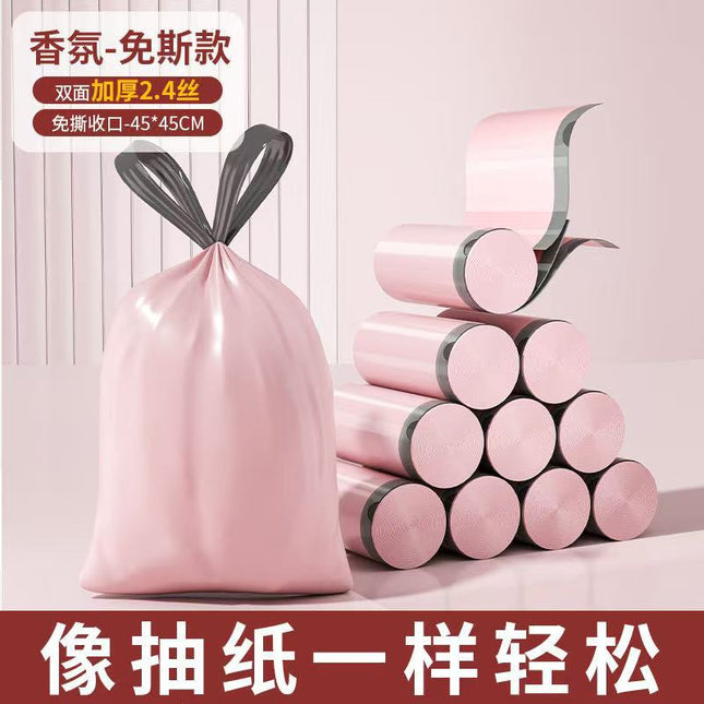 Tear-free Garbage Bag Thickened Drawstring Household Kitchen Dormitory Portable Super-large Roll Automatic Wrap-up Garbage Plastic Bag
