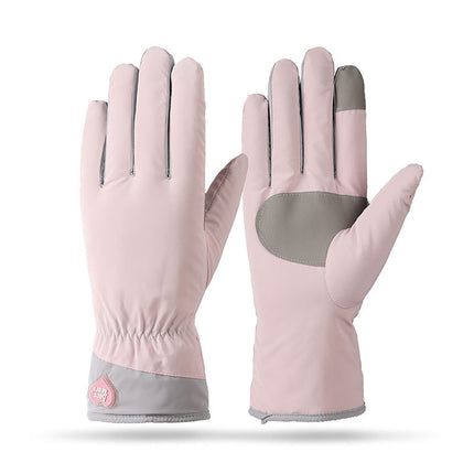 Winter Cycling Warm Gloves fleece-lined Thickened Cold-proof Electric Car Bow Cotton Gloves Women's Waterproof Windproof A98