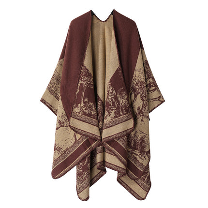 Jiangnan Watertown Knitted Shawl High-end Ethnic Style Cloak Western Sichuan Yunnan Travel Wear Imitation Cashmere Cape Women