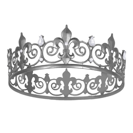 European and American Cross-Border Round Crystal Crown Ball Prince Tiara Crown Party Birthday Pair Decoration Ready-Made Factory Direct Sale
