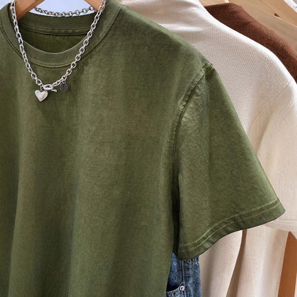2025 European Explosions Army Green Loose Short-sleeved T-shirt Women's Summer New Niche Design Sense Old Retro Top