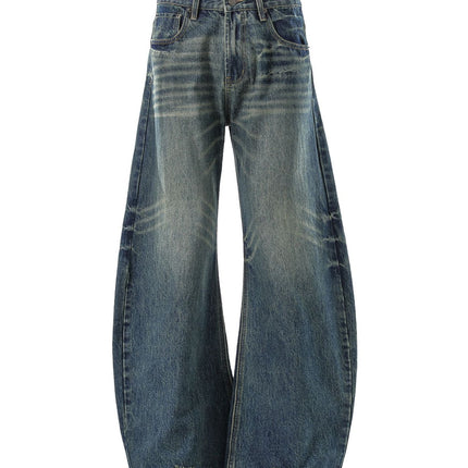 American Retro Nostalgic Straight-Leg Jeans for Men and Women, New Summer Loose Slimming Drape Floor-Length Wide-Leg Pants