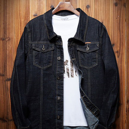 plus size Men's TEMU Denim Jacket Plus-sized AliExpress Top Amazon Stretch Jacket Stand-alone Shirt