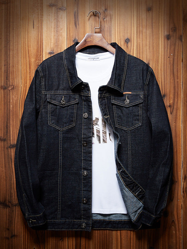 plus size Men's TEMU Denim Jacket Plus-sized AliExpress Top Amazon Stretch Jacket Stand-alone Shirt