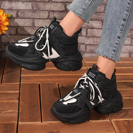 2024 Thick-Soled Dad Shoes, Casual Sports Shoes for Women, Spring New Round-Toe Cross-Strap Student Shoes. Large Quantity, Preferential Treatment